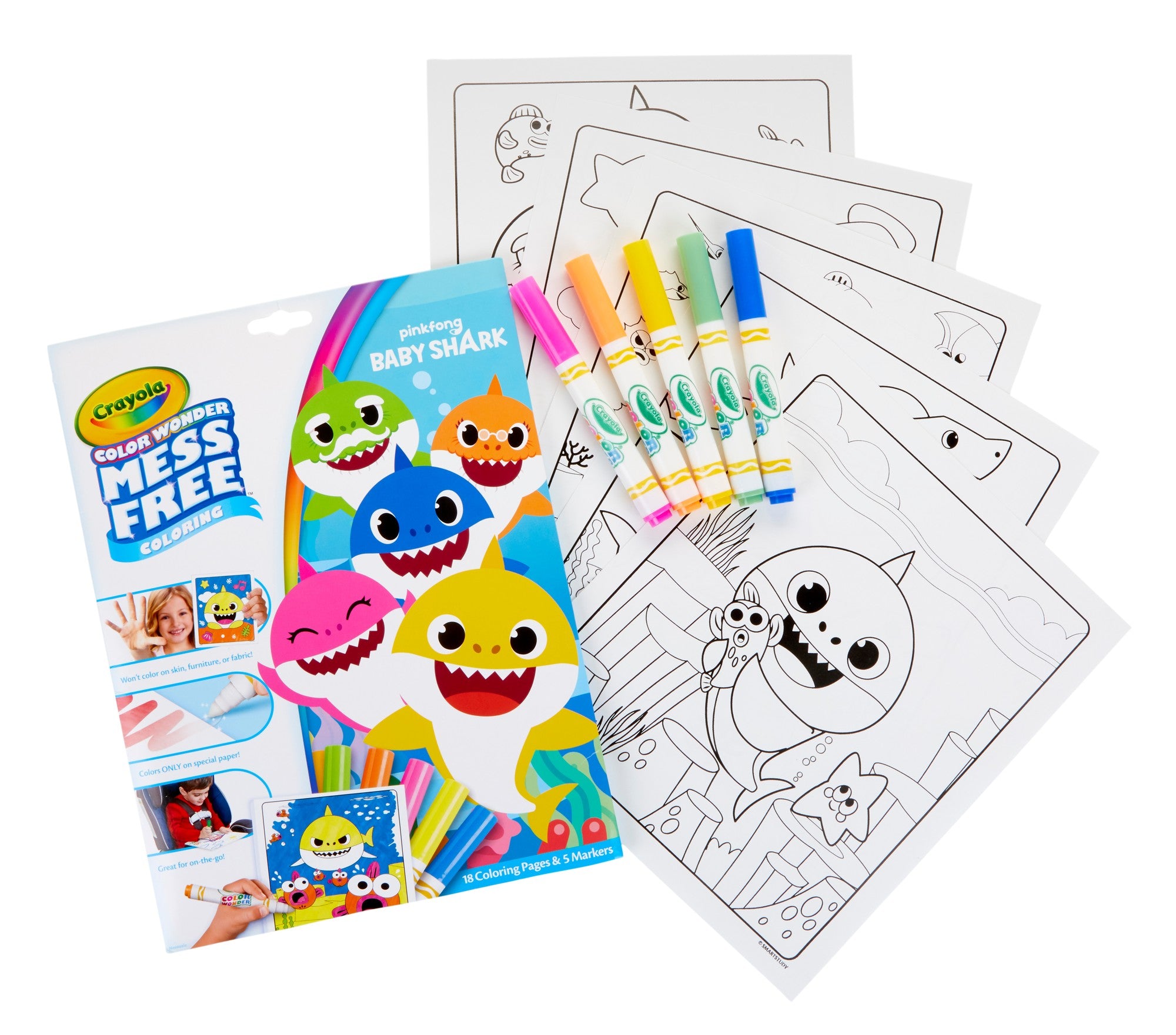 Crayola Color Wonder Mess-Free Coloring Pads & Markers, Baby Shark - Bellso
